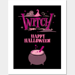 Witch Kawaii Pink Halloween Happy Posters and Art